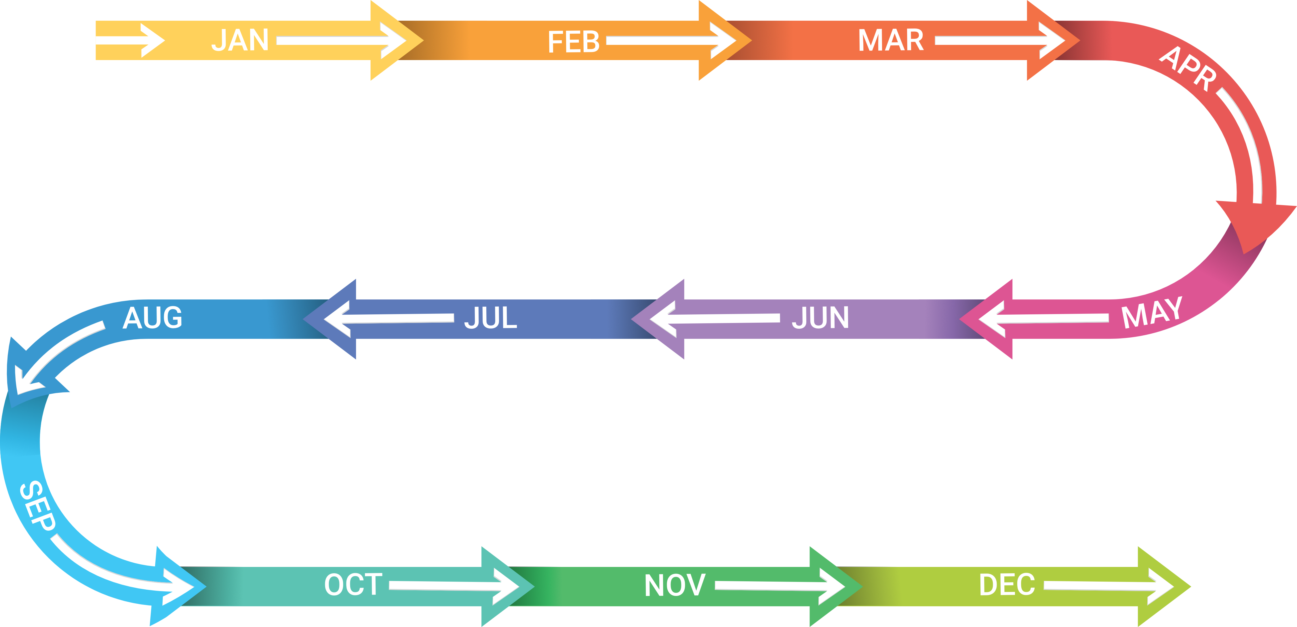 Graphic showing a yearly cycle