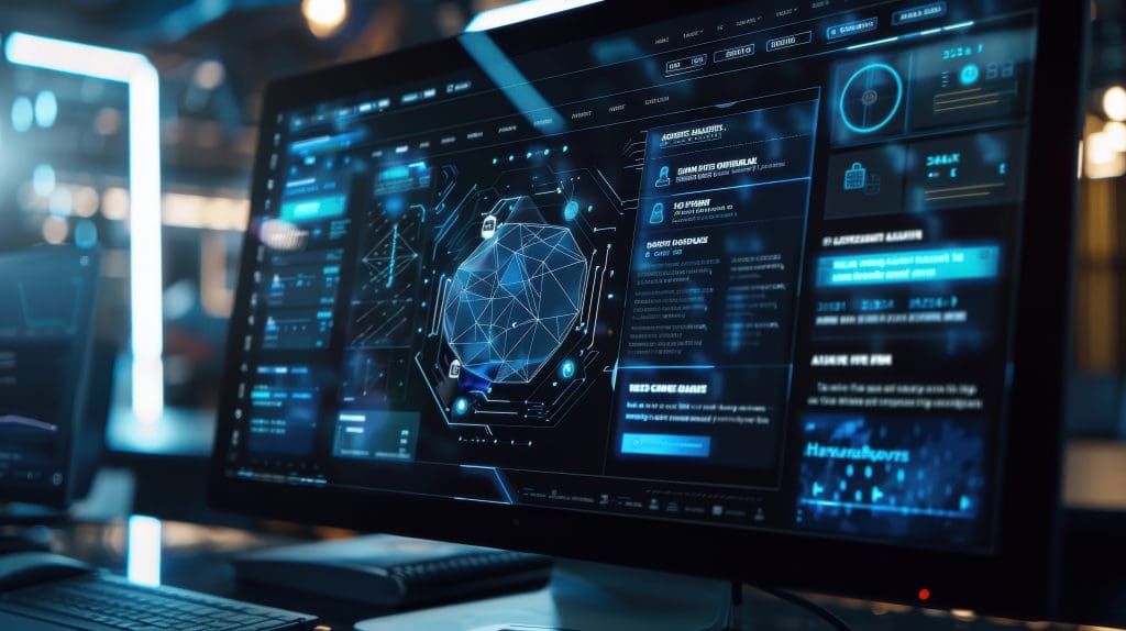 Concept image of a display showing a dashboard of cybersecurity threats representing consulting services