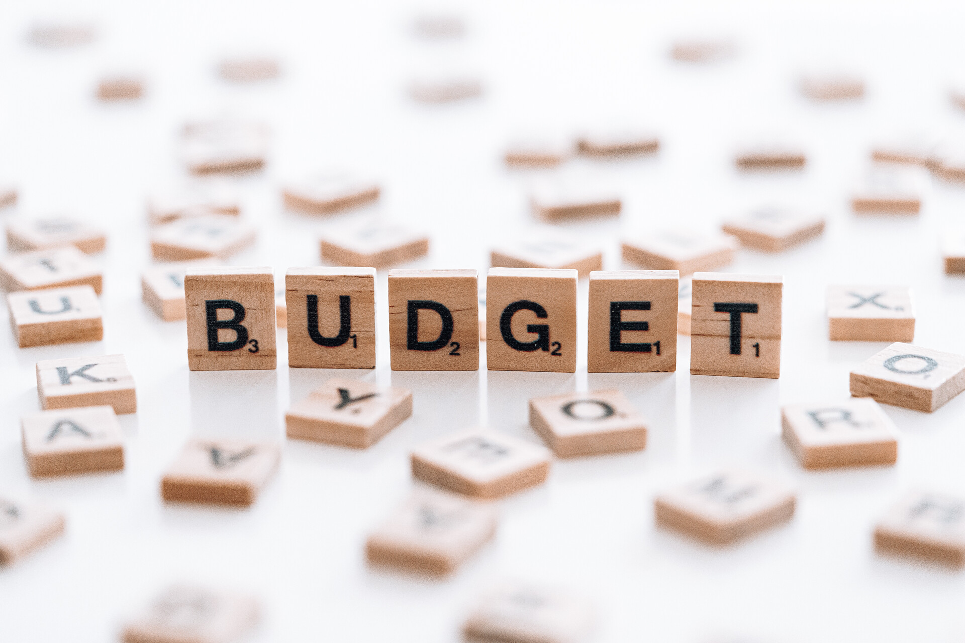 The word budget on tiles